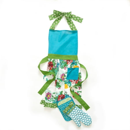 The Pioneer Woman Country Garden Kitchen Set, Apron\/Oven Mitt\/Pot Holder