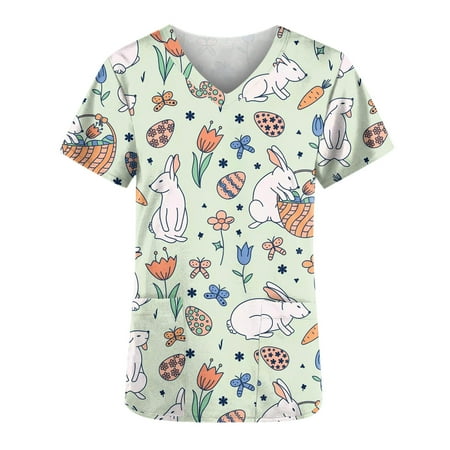 Scrub Top for Women Trendy V Neck Easter Print Eggs Pattern Nurse Uniform Working Blouses Medical Casual T Shirts
Scrub Top for Women Trendy V Neck Easter Print Eggs Pattern Nurse Uniform Working Blouses Medical Casual T Shirts
