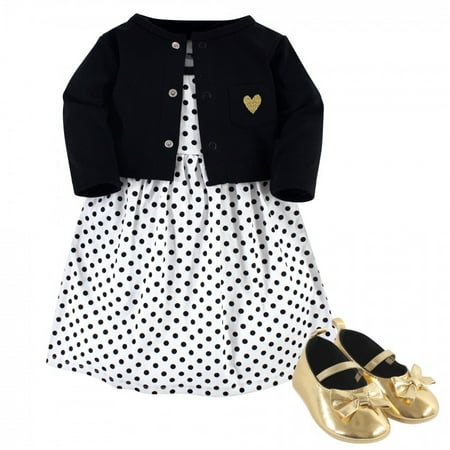Hudson Baby Infant Girl Cotton Dress Cardigan and Shoe 3pc Set Black Dot 0-3 Months
Hudson Baby Infant Girl Cotton Dress Cardigan and Shoe 3pc Set Black Dot 0-3 Months