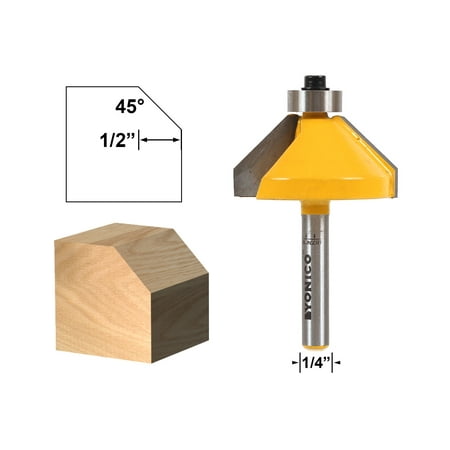 Yonico 45° Chamfer/Bevel Edging Router Bit - Large - 1/4 Shank - 13106q