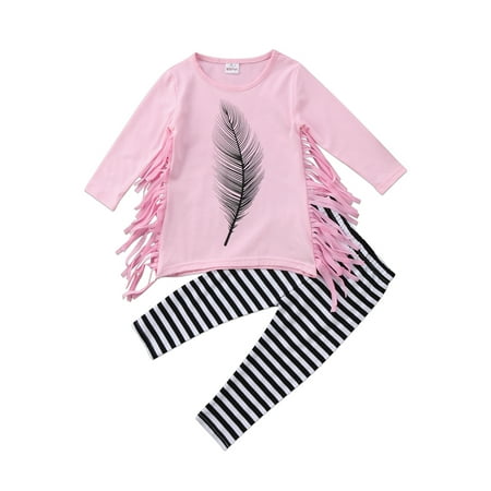 Toddler Baby Girl Spring Fall Outfit Feather Print Long Sleeve Tassel T-shirt Striped Pants Set
Toddler Baby Girl Spring Fall Outfit Feather Print Long Sleeve Tassel T-shirt Striped Pants Set