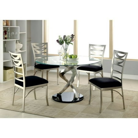 Furniture of America Sparling 5 Piece Dining Table Set with Rounded Chairs