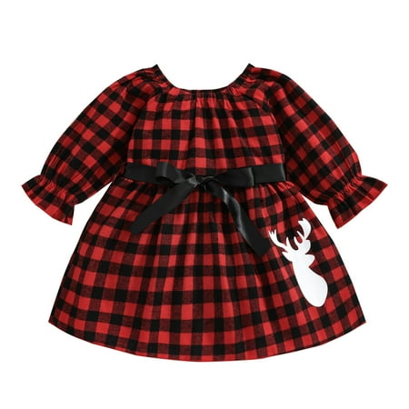 sdghg Girls Casual Long Sleeve Dress Red Plaid and Antler Printed Pattern Round Collar Big Hem Skirt 6 Months-4 years
sdghg Girls Casual Long Sleeve Dress Red Plaid and Antler Printed Pattern Round Collar Big Hem Skirt 6 Months-4 years