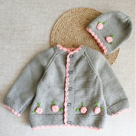 Woonie Handmade Full Sleeves Embroidered Sweater With Cap-Grey