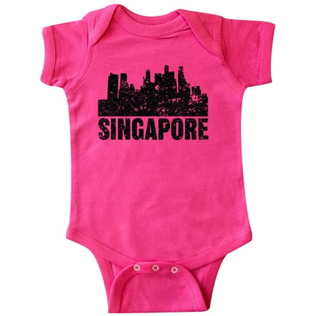 Inktastic Singapore City Skyline with Grunge Gift Baby Boy or Baby Girl Bodysuit