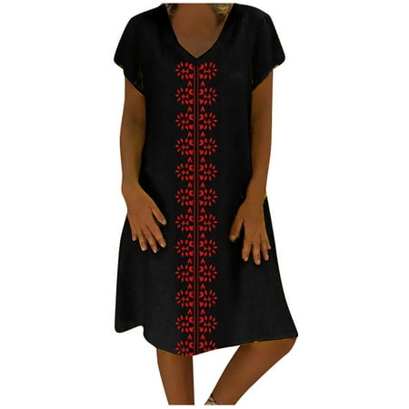 Dresses for Women 2022 Wedding Dress Women Summer Style V-Neck Printed Dress Short Sleeve Womens Dress Sundresses for Women Mother of The Bride Dresses for Wedding Savings Clearance Black M
Dresses for Women 2022 Wedding Dress Women Summer Style V-Neck Printed Dress Short Sleeve Womens Dress Sundresses for Women Mother of The Bride Dresses for Wedding Savings Clearance Black M