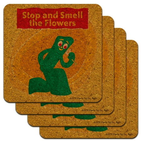 Stop and Smell the Flowers - Gumby Low Profile Novelty Cork Coaster Set