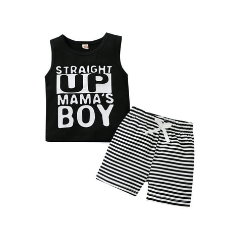 Summer Baby Boys Clothes Set Straight Up Mama s Boy Striped Outfits Sleeveless Letter Print Cotton Tops+Shorts 2PCS
Summer Baby Boys Clothes Set Straight Up Mama s Boy Striped Outfits Sleeveless Letter Print Cotton Tops+Shorts 2PCS
