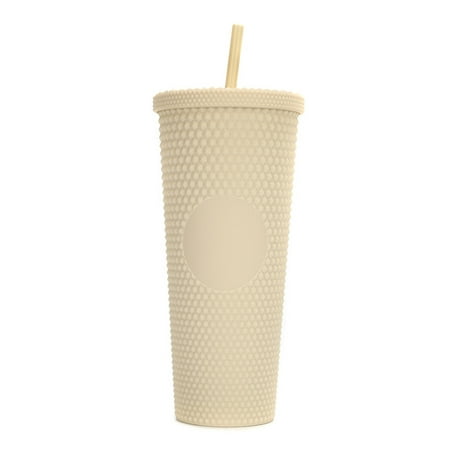 

24Oz Studded Matte Cup Tumbler With lid And Straw Bling Plastic Cup Double Wall Insulated Reusable Textured Venti Cup 100% BPA Free (24Oz No Circle Matte)