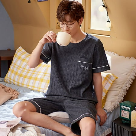 DanceeMangoo Mens Pajama Set Summer Comfortable Men Sleepwear Short Sleeve Cotton Pajamas Men Elastic Waist Pant Leisure Soft Outwear
DanceeMangoo Mens Pajama Set Summer Comfortable Men Sleepwear Short Sleeve Cotton Pajamas Men Elastic Waist Pant Leisure Soft Outwear