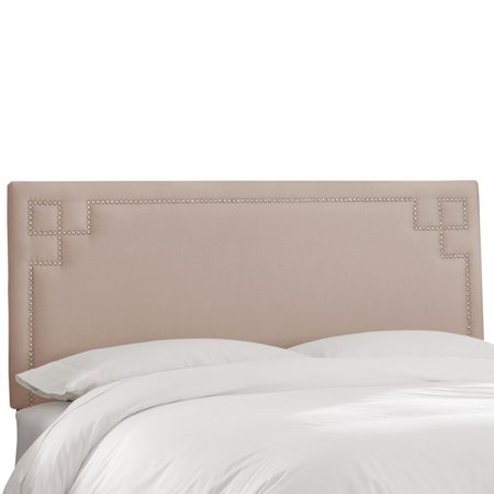 Geometric Nail Button Shantung Upholstered Headboard