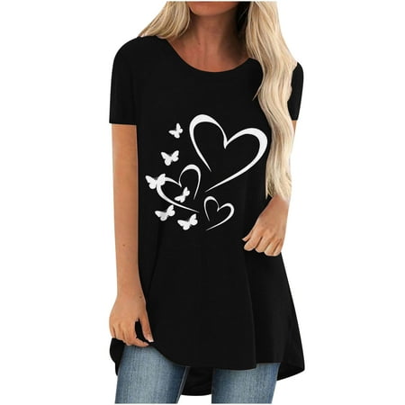 Summer Women Tunic Tops Graphic Short Sleeve Blouses Heart Butterfly Print Tees Shirts Loose Fit Casual T-Shirt
Summer Women Tunic Tops Graphic Short Sleeve Blouses Heart Butterfly Print Tees Shirts Loose Fit Casual T-Shirt