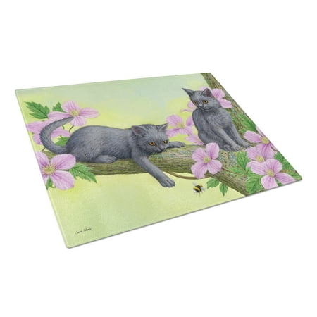 Caroline s Treasures Chartruex Kittens Glass Cutting Board Large