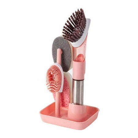 4 in 1 Soap Dispensing Dish Brush with 4 Replacement Brush Heads Kitchen Dish Scrub Brush with Base Kitchen Cleaning Brush for Pot Pan Sink Cleaning
4 in 1 Soap Dispensing Dish Brush with 4 Replacement Brush Heads Kitchen Dish Scrub Brush with Base Kitchen Cleaning Brush for Pot Pan Sink Cleaning