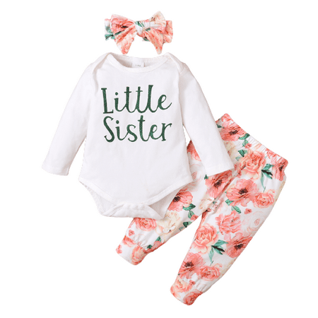 Kucnuzki 0 Months Baby Girl Fall-Winter Outfits Pants Sets 3 Months Long Sleeve Little Sister Letter Prints Cozy Romper Tops Elastic Floral Prints Pants Headband 3PCS Set Pink
Kucnuzki 0 Months Baby Girl Fall-Winter Outfits Pants Sets 3 Months Long Sleeve Little Sister Letter Prints Cozy Romper Tops Elastic Floral Prints Pants Headband 3PCS Set Pink
