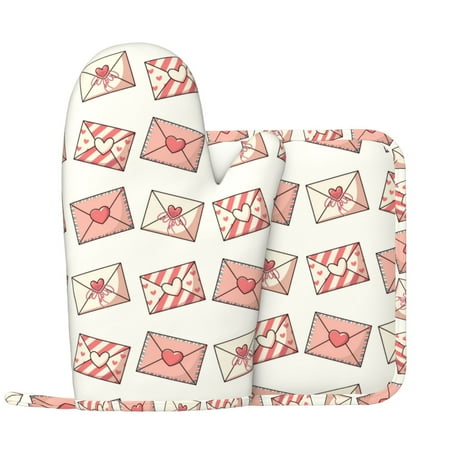 Oven Mitts and Pot Holders Sets - heart envelope Pattern Heat Resistant Silicone Oven Gloves (Left Glove) with Non-Slip Silicone Surface and hot pads for kitchen Baking Cooking
Oven Mitts and Pot Holders Sets - heart envelope Pattern Heat Resistant Silicone Oven Gloves (Left Glove) with Non-Slip Silicone Surface and hot pads for kitchen Baking Cooking
