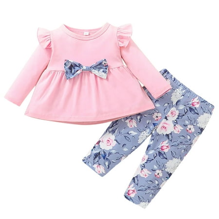 Baby Girls Bow Loose T-shirt Long Sleeve Round Neck Tops Floral Pants Outfits 2Pcs Clothes Set
Baby Girls Bow Loose T-shirt Long Sleeve Round Neck Tops Floral Pants Outfits 2Pcs Clothes Set