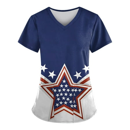 Sksloeg Women s Scrubs American Star Stripes Printed Scrub Tops V-Neck Independence Day T Shirts Workwear Nurse Uniform Tee with Pockets Navy S
Sksloeg Women s Scrubs American Star Stripes Printed Scrub Tops V-Neck Independence Day T Shirts Workwear Nurse Uniform Tee with Pockets Navy S
