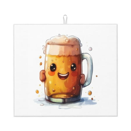 Dish Drying Mats for Kitchen Counter - Happy Beer Mug Illustration 16x18In Anti-Slip Absorbent Microfiber Drying Mat for Kitchen Counter Mat Dish Rack Mat with Hanging Loop
Dish Drying Mats for Kitchen Counter - Happy Beer Mug Illustration 16x18In Anti-Slip Absorbent Microfiber Drying Mat for Kitchen Counter Mat Dish Rack Mat with Hanging Loop