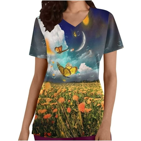 gakvbuo Plus Size Scrub Shirts For Women Nursing Uniform Printed Working Uniform Scrub Tops With Pocket V-Neck Short Sleeve Work Utility Safety Tops Nursing Worker Protective Clothing Top
gakvbuo Plus Size Scrub Shirts For Women Nursing Uniform Printed Working Uniform Scrub Tops With Pocket V-Neck Short Sleeve Work Utility Safety Tops Nursing Worker Protective Clothing Top
