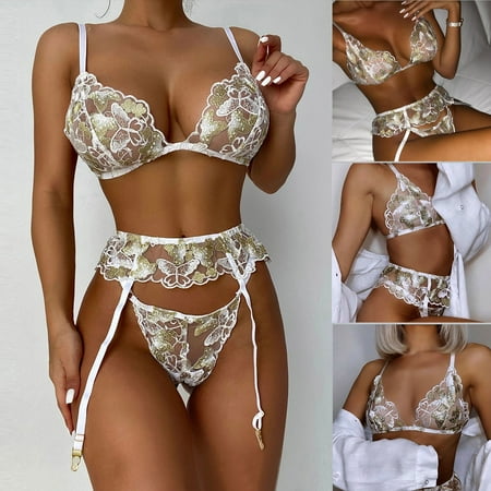 Underwear Garter Thong Lace Bra + Suit + 3pcs Embroidered Underwire Open Crotch Lingerie for Women Satin Chemise Long Lingerie
Underwear Garter Thong Lace Bra + Suit + 3pcs Embroidered Underwire Open Crotch Lingerie for Women Satin Chemise Long Lingerie