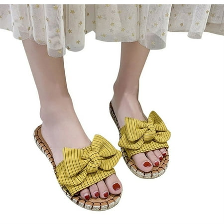 PANOEGSN Summer Sandals For Women Stripe Bow-Knot Flat Slip On Sandals Roman Shoes Open Toe Casual Sandals Sewing Thread
PANOEGSN Summer Sandals For Women Stripe Bow-Knot Flat Slip On Sandals Roman Shoes Open Toe Casual Sandals Sewing Thread