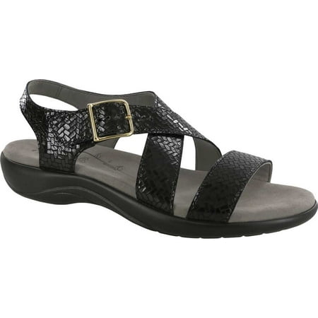 Women s SAS Laguna Sandal Weave Nero Leather 10 M