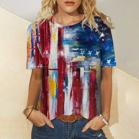 Women 4th of July Shirts Casual Trendy Loose Comfy Blouse American Flag T Shirts Patriotic Shirts Top
Women 4th of July Shirts Casual Trendy Loose Comfy Blouse American Flag T Shirts Patriotic Shirts Top
