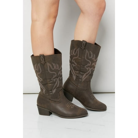 Forever Link Wyoming Weekend Embroidered Cowboy Boots in Brown