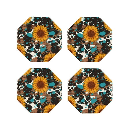 Leather Coasters Set of 4 - Vintage Sunflowes Lightweight Non-Slip Drink Coasters for Desk Anti-Scalding Desk Cup Coasters for Office Table Decor Octagon
Leather Coasters Set of 4 - Vintage Sunflowes Lightweight Non-Slip Drink Coasters for Desk Anti-Scalding Desk Cup Coasters for Office Table Decor Octagon