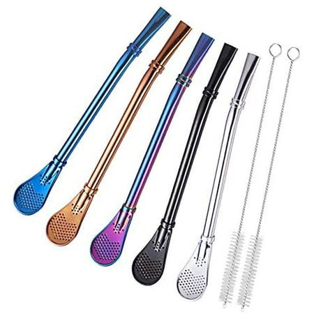 Yerba Mate Bombilla Stainless Steel Straw Loose Leaf Tea Infuser Dringking Spoons Filter Stirring Straws Pack of 5 with 2 Cleaning Brush
Yerba Mate Bombilla Stainless Steel Straw Loose Leaf Tea Infuser Dringking Spoons Filter Stirring Straws Pack of 5 with 2 Cleaning Brush