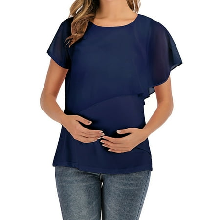 Frostluinai Maternity Shirts Maternity Clothes Round Neck Short Sleeve Ruffle Maternity Breastfeeding Clothe T-Shirt Top
Frostluinai Maternity Shirts Maternity Clothes Round Neck Short Sleeve Ruffle Maternity Breastfeeding Clothe T-Shirt Top