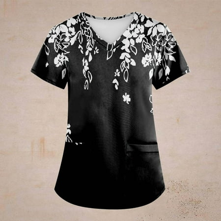 HIMIWAY Plus Size Retro Flower Printed Scrub Working Uniform Tops For Women Cross V-Neck Short Sleeve Fun T-Shirts Workwear Tee With Pockets on Sale XL Black
HIMIWAY Plus Size Retro Flower Printed Scrub Working Uniform Tops For Women Cross V-Neck Short Sleeve Fun T-Shirts Workwear Tee With Pockets on Sale XL Black