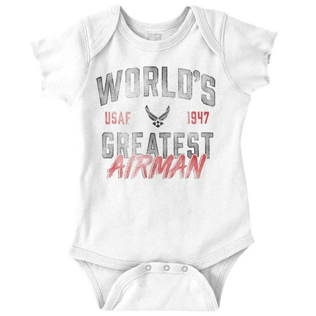 US Air Force World s Greatest Airman Romper Boys or Girls Infant Baby Brisco Brands NB
US Air Force World s Greatest Airman Romper Boys or Girls Infant Baby Brisco Brands NB