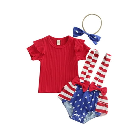 Infant Baby Girl 4th of July Clothes Summer Ribbed Tops Strap Overalls Shorts Romper Bodysuit with Headband
Infant Baby Girl 4th of July Clothes Summer Ribbed Tops Strap Overalls Shorts Romper Bodysuit with Headband