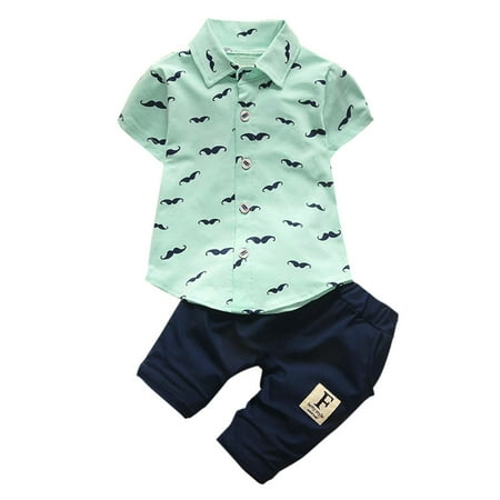 Kids Boys Summer Short Sleeved Shirt T-shirt Capris Suit Fashionable Mustache Printed Lapel Shirt Capris Two-piece Set
Kids Boys Summer Short Sleeved Shirt T-shirt Capris Suit Fashionable Mustache Printed Lapel Shirt Capris Two-piece Set