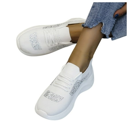 Aayomet Platform Sneakers Women s Woven Shoes Summer Shoes Sports Mesh Flying Breathable Women s Women s White 6.5