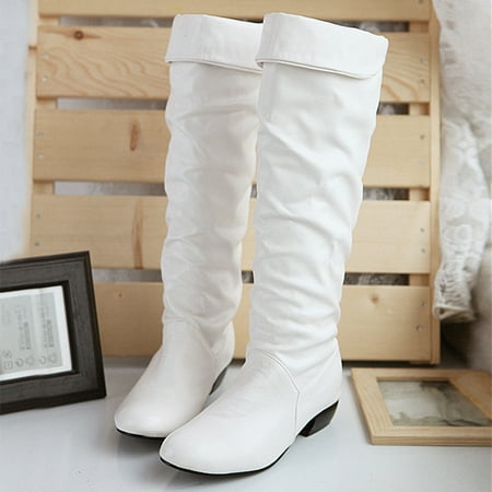 Feiboyy High High Knee Riding Boots Boots Heels Flat Winter Women s Women s Boots