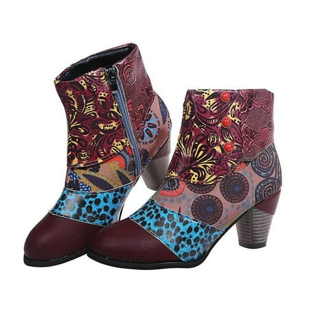 Women s Bohemian Ankle Booties Block Heel Boots Comfort Short Autumn Winter Shoes Flower Splicing Pattern Handmade Vintage Shoes
Women s Bohemian Ankle Booties Block Heel Boots Comfort Short Autumn Winter Shoes Flower Splicing Pattern Handmade Vintage Shoes