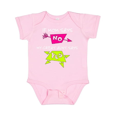 Inktastic If Mom Says No My Great Aunt Says Yes Gift Baby Boy or Baby Girl Bodysuit
Inktastic If Mom Says No My Great Aunt Says Yes Gift Baby Boy or Baby Girl Bodysuit