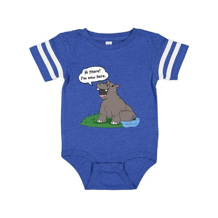 Inktastic Hi There I m New Here Hippo Gift Baby Boy or Baby Girl Bodysuit