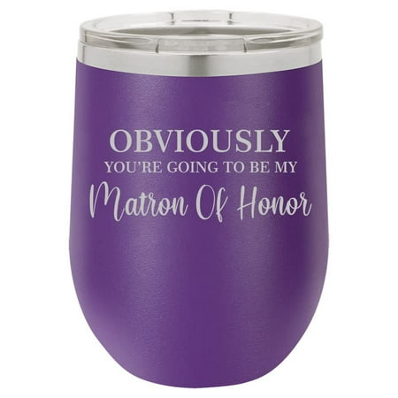 12 oz Double Wall Vacuum Insulated Stainless Steel Stemless Wine Tumbler Glass Coffee Travel Mug With Lid Bridal Party Matron Of Honor Proposal Script (Purple)
12 oz Double Wall Vacuum Insulated Stainless Steel Stemless Wine Tumbler Glass Coffee Travel Mug With Lid Bridal Party Matron Of Honor Proposal Script (Purple)