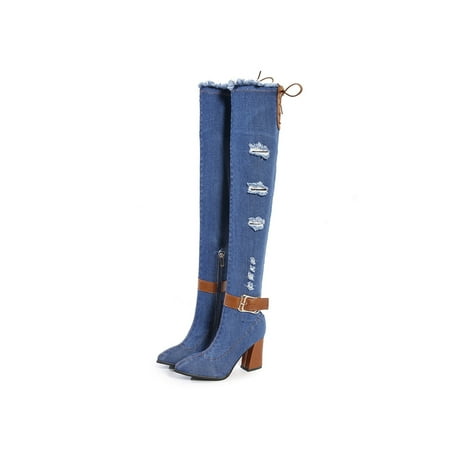 Ymiytan Ladies Winter Shoes Block Over The Knee Boots Lace Up Thigh High Boot Work Non Slip Pointed Toe Light Blue 7
Ymiytan Ladies Winter Shoes Block Over The Knee Boots Lace Up Thigh High Boot Work Non Slip Pointed Toe Light Blue 7