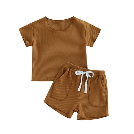Infant Boys Girls Summer Clothes Outfits Solid Color Crew Neck Short Sleeve T-Shirts and Elastic Waist Shorts Suit 0-3 Years
Infant Boys Girls Summer Clothes Outfits Solid Color Crew Neck Short Sleeve T-Shirts and Elastic Waist Shorts Suit 0-3 Years