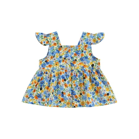 Sunisery Toddler Infant Baby Girls Summer Dress Tops Flower Print Fly Sleeve Square Neck Button A-Line T-shirt Yellow 18-24 Months
Sunisery Toddler Infant Baby Girls Summer Dress Tops Flower Print Fly Sleeve Square Neck Button A-Line T-shirt Yellow 18-24 Months