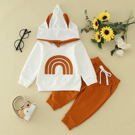 Qazqa Girls Boys Winter Long Sleeve Cartoon Embroidered Rainbow White Hoodie Tops Pants 2PCS Outfits Clothes Set
Qazqa Girls Boys Winter Long Sleeve Cartoon Embroidered Rainbow White Hoodie Tops Pants 2PCS Outfits Clothes Set