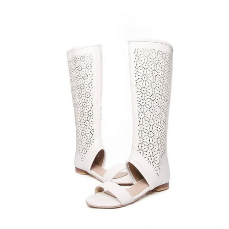 IELGY Mid-tube sandals back zipper side hollow open toe leather round toe
IELGY Mid-tube sandals back zipper side hollow open toe leather round toe