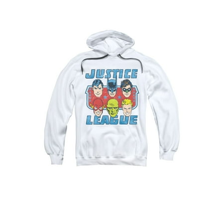 DC Comics Justice League Male Superheroes Faces Of Justice Adult PullOver Hoodie