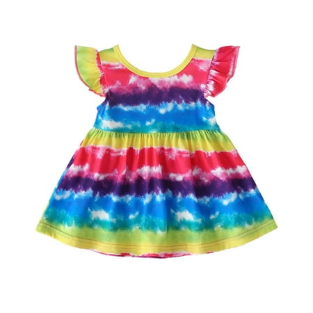 DNDKILG Baby Toddler Girls Sleeveless Flutter Sleeve Dress Summer Dresses Rainbow Sundress Multicolor 6M-3T 90
DNDKILG Baby Toddler Girls Sleeveless Flutter Sleeve Dress Summer Dresses Rainbow Sundress Multicolor 6M-3T 90