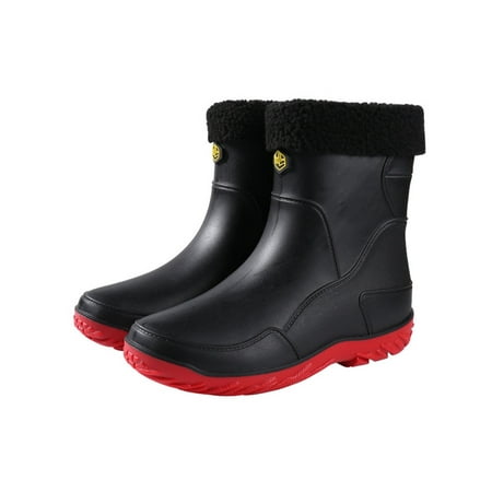 Ritualay Mens Rain Boots Outdoor Waterproof Boot Slip Resistant Garden Shoes PVC Slip-On Rainboot Work Lightweight Black Red with Plush Liner 8.5
Ritualay Mens Rain Boots Outdoor Waterproof Boot Slip Resistant Garden Shoes PVC Slip-On Rainboot Work Lightweight Black Red with Plush Liner 8.5